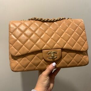 AUTHENTIC Chanel Single Flap Jumbo Caramel